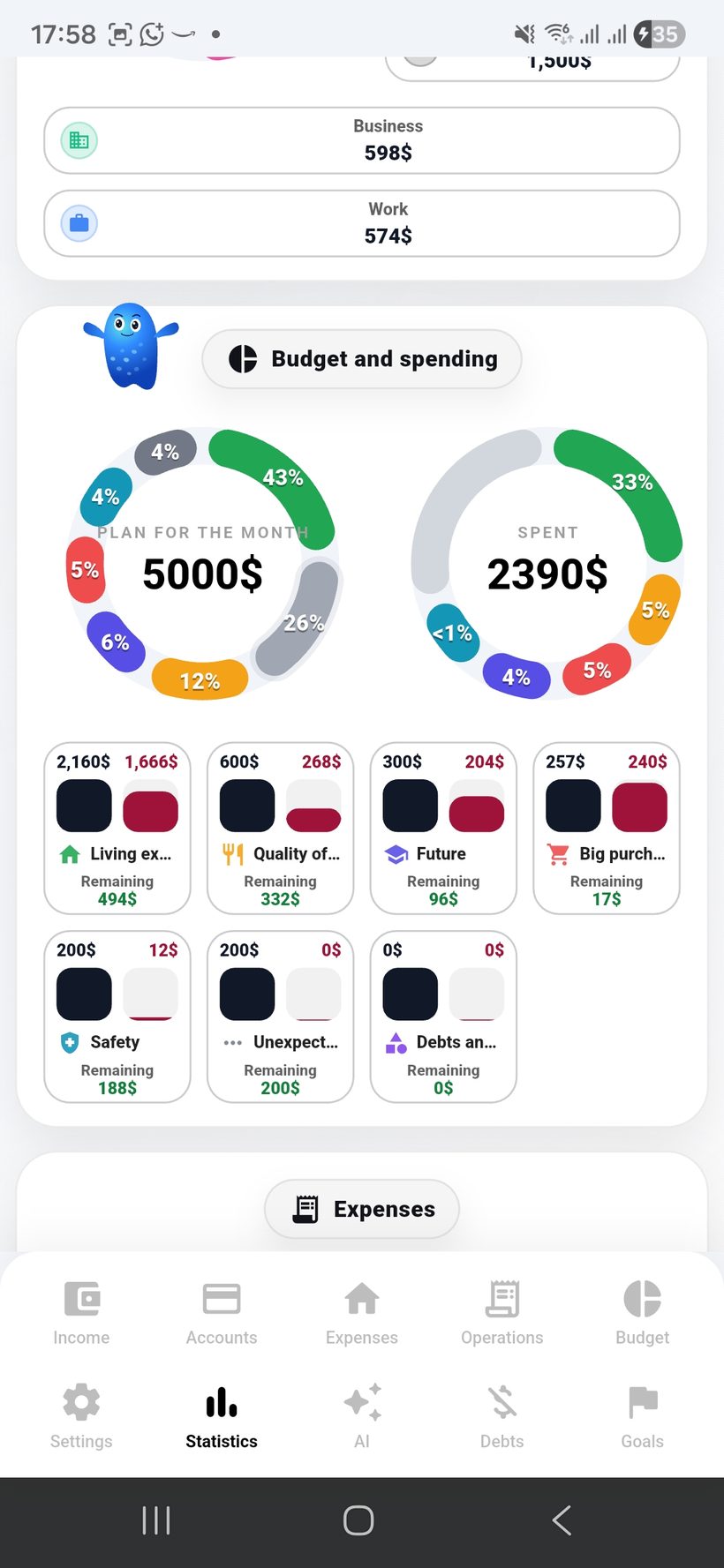 Statistics — screen 1